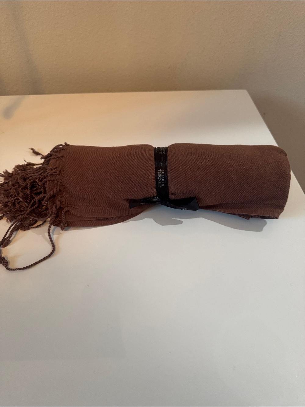 Classic Brown Fringe Wrap Scarf for Women
